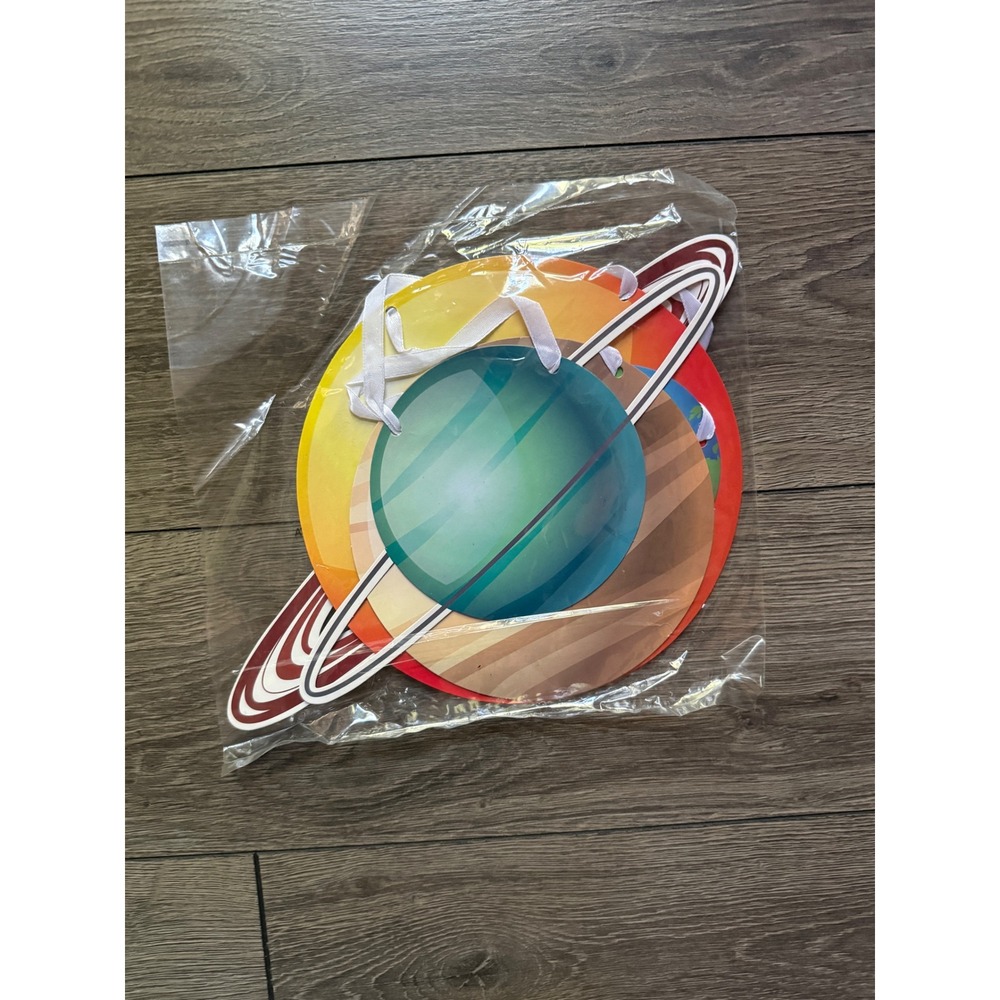 Outer Space Planet Garland Banner New Sealed Nursery Kids Party Decor Multicolor